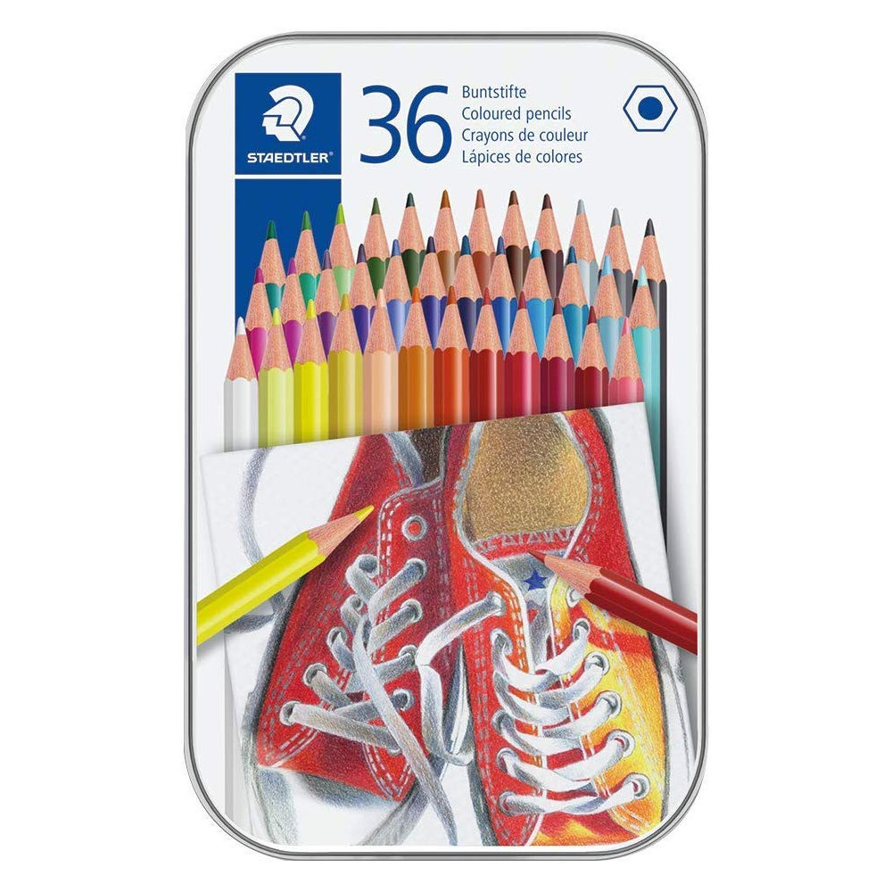 Zestaw kredek ołówkowych w metalowym etui - Staedtler - 36 kolorów