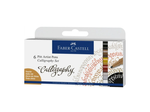 Zestaw do kaligrafii w etui - Faber-Castell - Pitt Artist Pen, 6 szt.