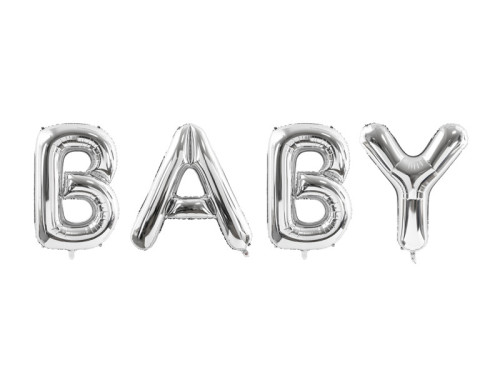Foil balloon Baby - silver, 86 x 262