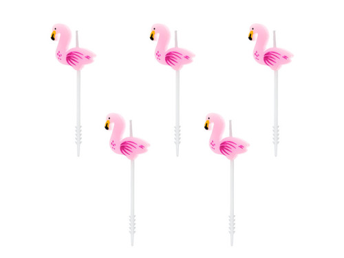 Birthday candles Flamingos - pink, 5 pcs.