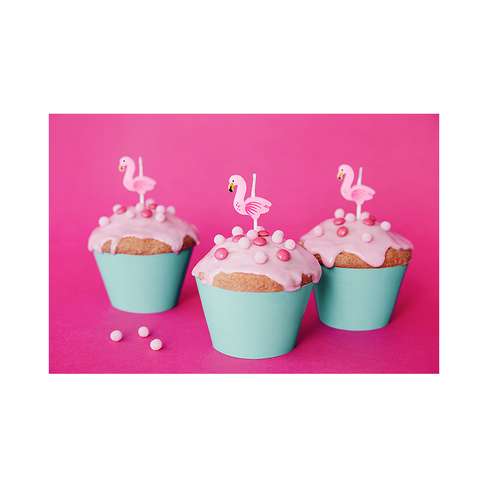 Świeczki urodzinowe Flamingi - różowe, 5 szt.