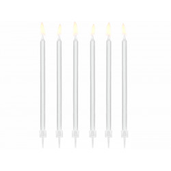 Plain birthday candles - white, 14 cm, 12 pcs.