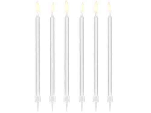 Plain birthday candles - white, 14 cm, 12 pcs.