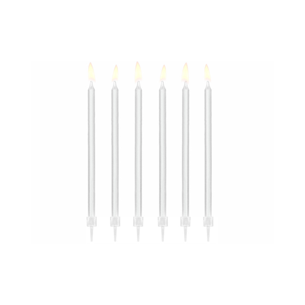 Świeczki urodzinowe gładkie - białe, 14 cm, 12 szt.