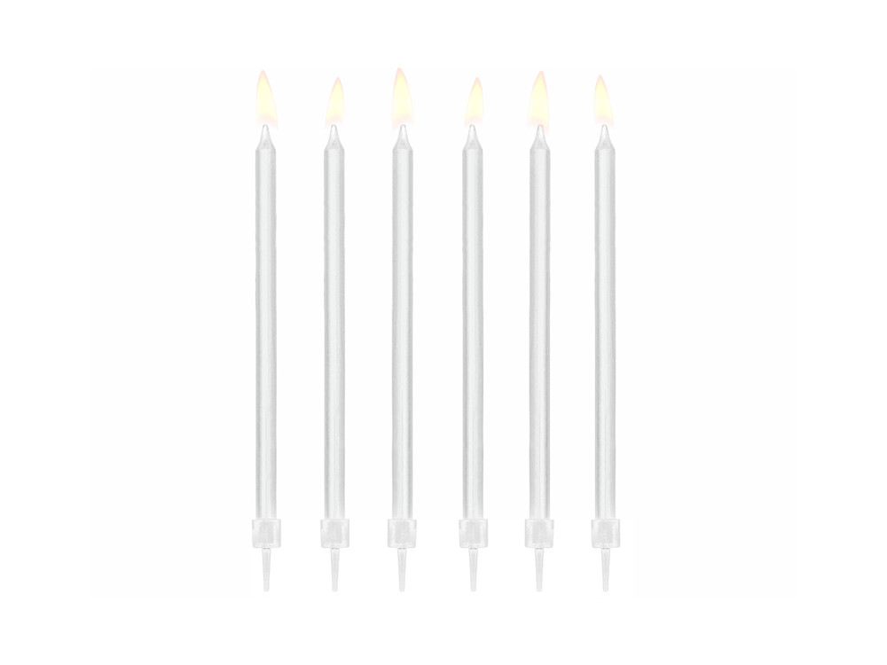 Plain birthday candles - white, 14 cm, 12 pcs.