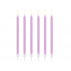 Świeczki urodzinowe gładkie - jasnoliliowe, 14 cm, 12 szt.