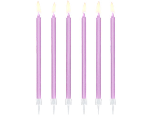 Plain birthday candles - light lilac, 14 cm, 12 pcs.