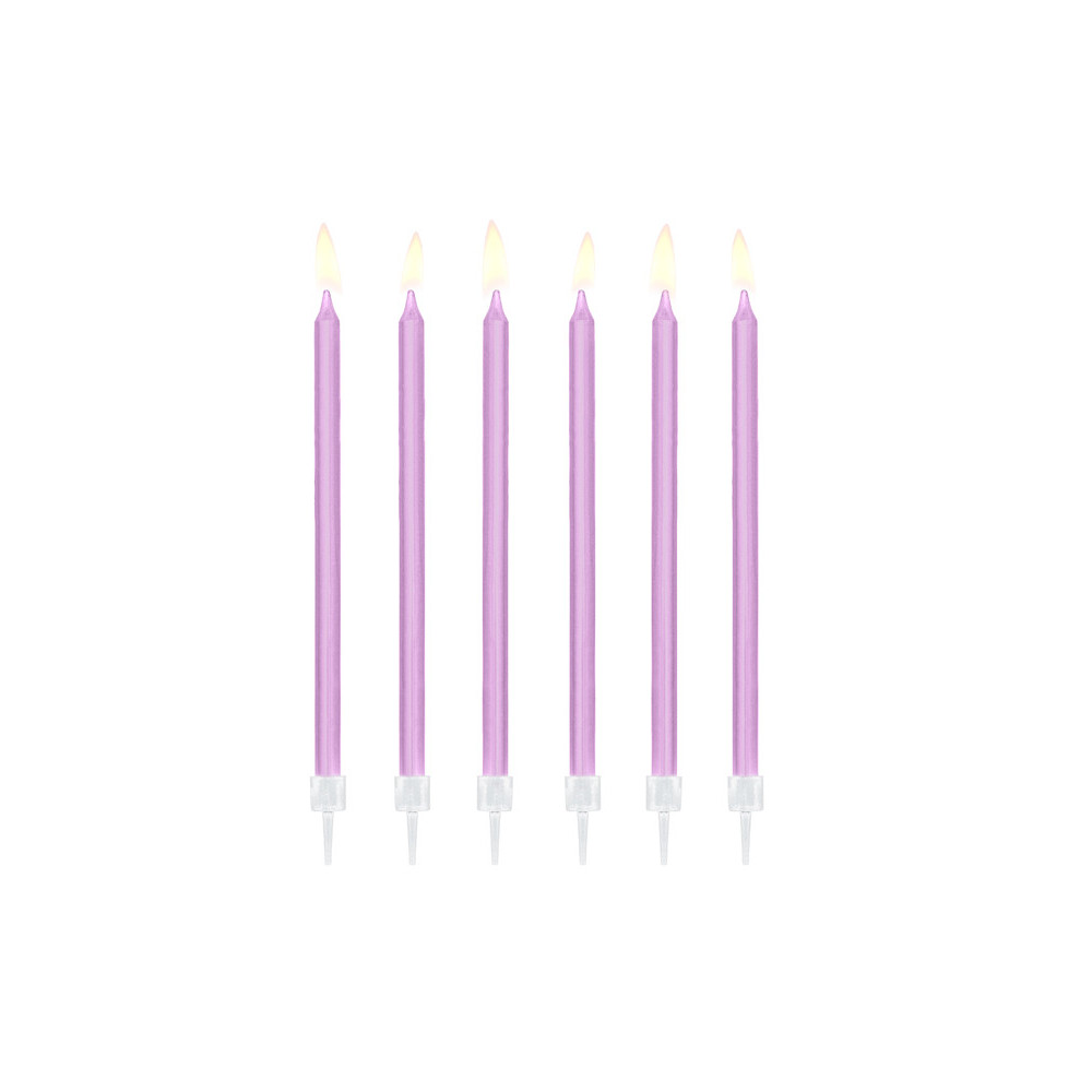 Plain birthday candles - light lilac, 14 cm, 12 pcs.