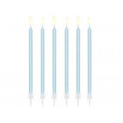Plain birthday candles - light blue, 14 cm, 12 pcs.