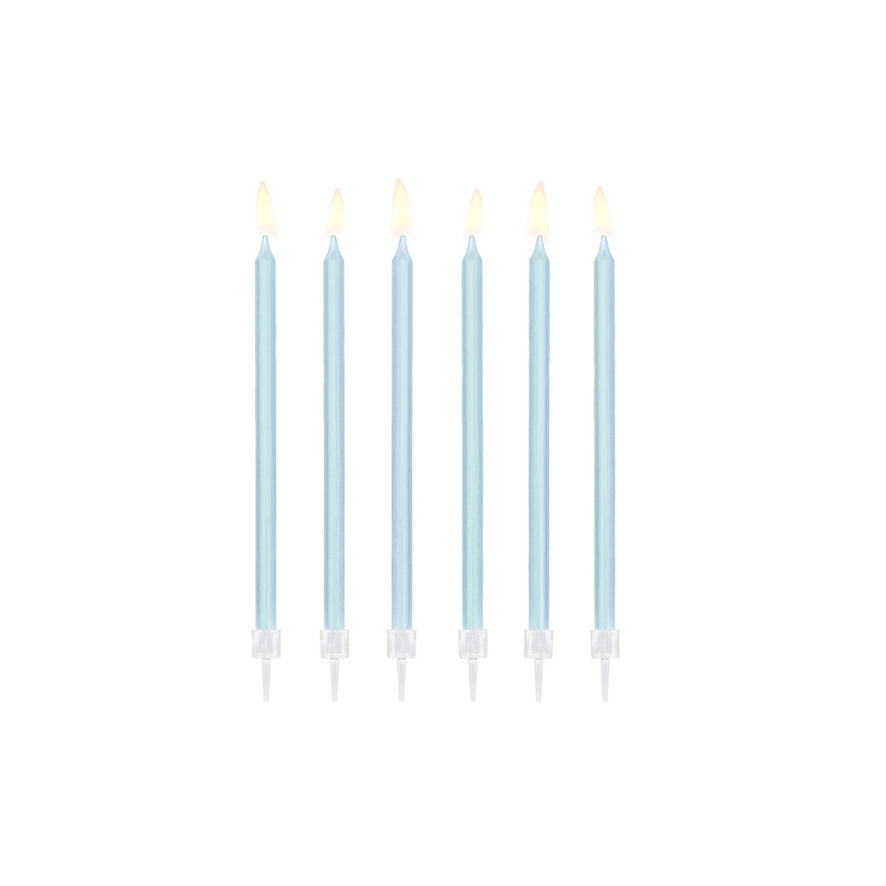 Plain birthday candles - light blue, 14 cm, 12 pcs.