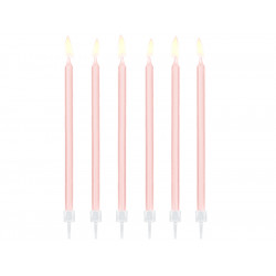 Plain birthday candles - light pink, 14 cm, 12 pcs.