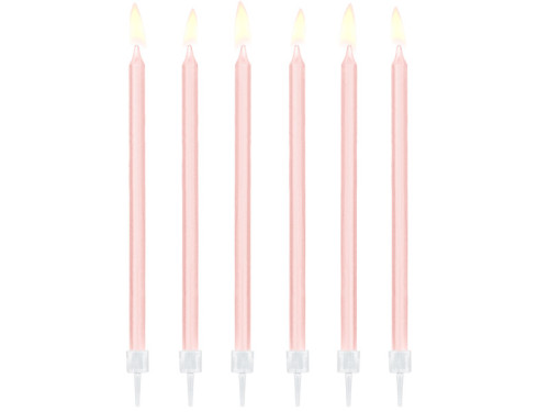Plain birthday candles - light pink, 14 cm, 12 pcs.