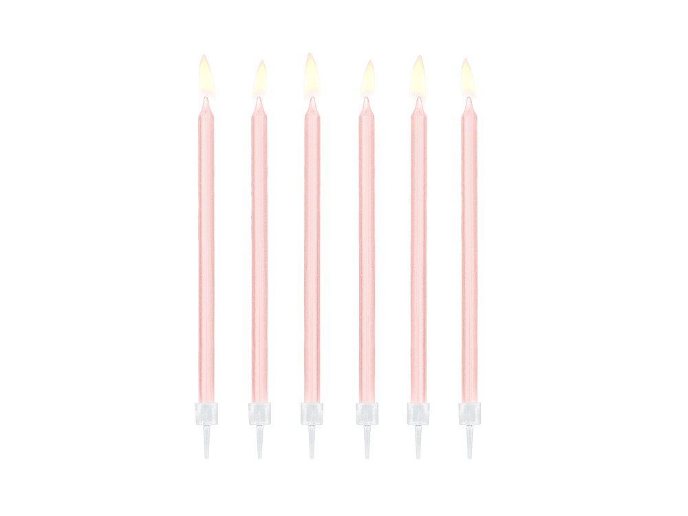 Świeczki urodzinowe gładkie - jasnoróżowe, 14 cm, 12 szt.