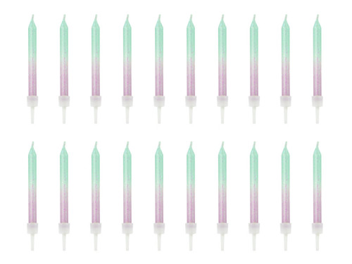 Birthday candles - glitter ombre, 20 pcs.