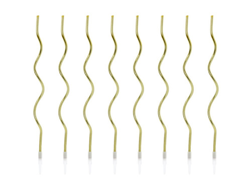 Twisted birthday candles - gold, 14 cm, 8 pcs.