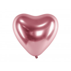 Balony Glossy w kształcie serca - różowe złoto, metaliczne, 30 cm, 50 szt.