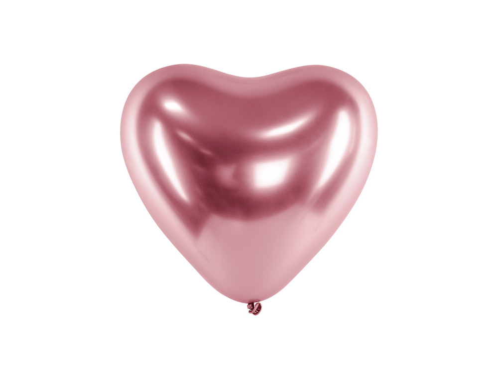 Balony Glossy w kształcie serca - różowe złoto, metaliczne, 30 cm, 50 szt.