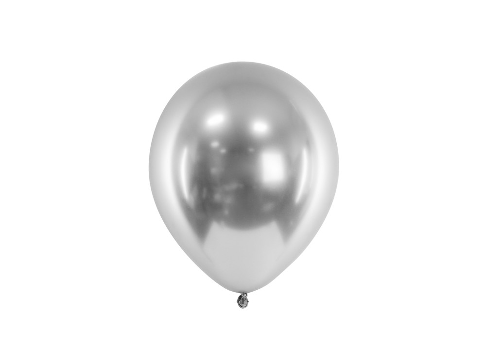Glossy balloons - silver, metallic, 30 cm, 50 pcs.