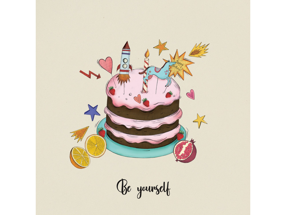 Kartka okolicznościowa - PiesKot - Be Yourself, 14,5 x 14,5 cm