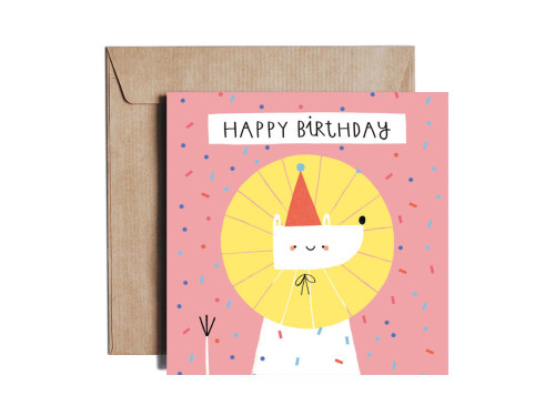 Greeting card - Pieskot - Party Animal, 14,5 x 14,5 cm