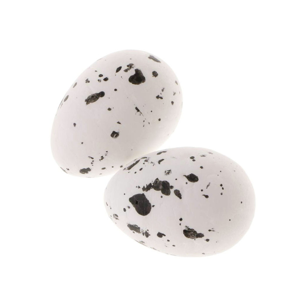 Speckled styrofoam eggs - white, 20 x 30 mm, 24 pcs.