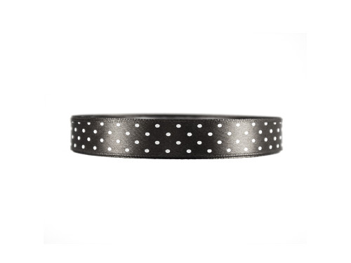 Polka Dot Ribbon - black, 12 mm x 22 m