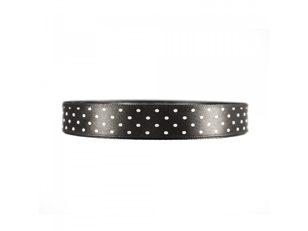 Polka Dot Ribbon - black, 12 mm x 22 m
