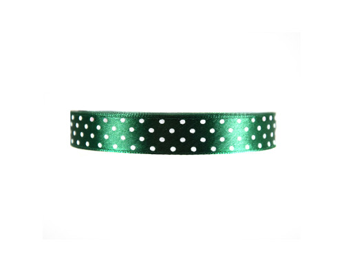 Polka Dot Ribbon - dark green, 12 mm x 22 m