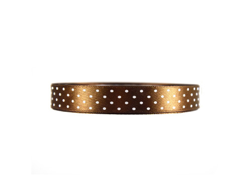 Polka Dot Ribbon - brown, 12 mm x 22 m