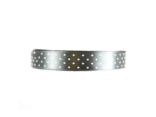 Polka Dot Ribbon - grey, 12 mm x 22 m