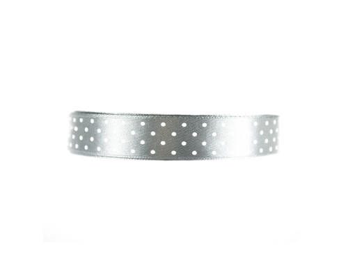 Polka Dot Ribbon - silver, 12 mm x 22 m