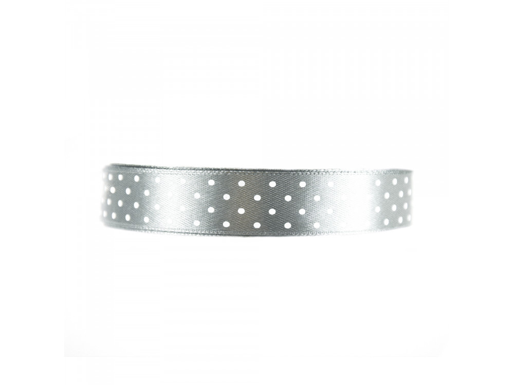 Polka Dot Ribbon - silver, 12 mm x 22 m