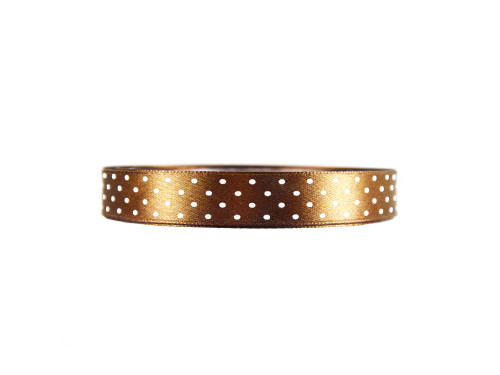 Polka Dot Ribbon - light brown, 12 mm x 22 m
