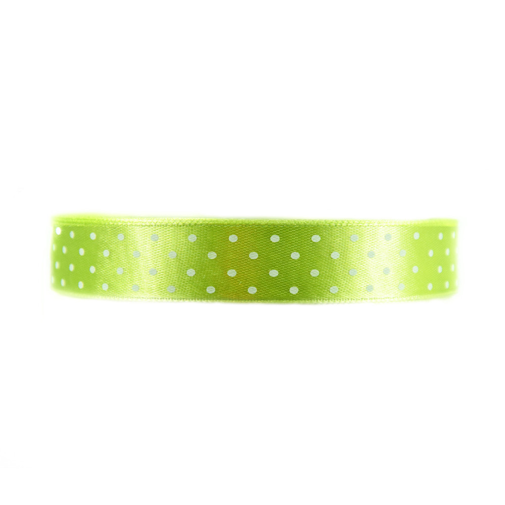 Polka Dot Ribbon - light green, 12 mm x 22 m
