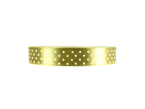 Polka Dot Ribbon - light olive green, 12 mm x 22 m