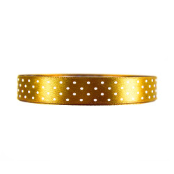 Polka Dot Ribbon - gold, 12 mm x 22 m