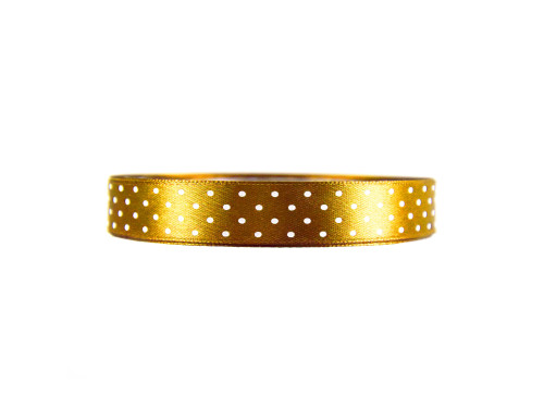 Polka Dot Ribbon - gold, 12 mm x 22 m