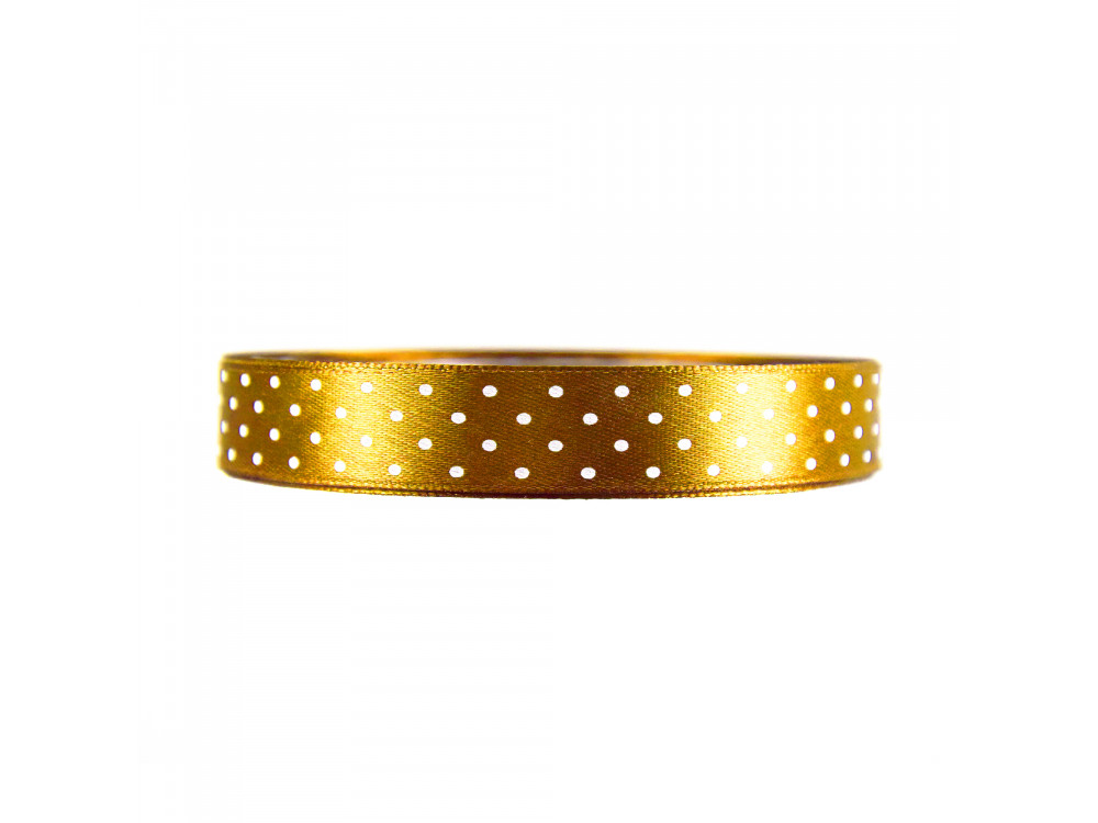 Polka Dot Ribbon - gold, 12 mm x 22 m