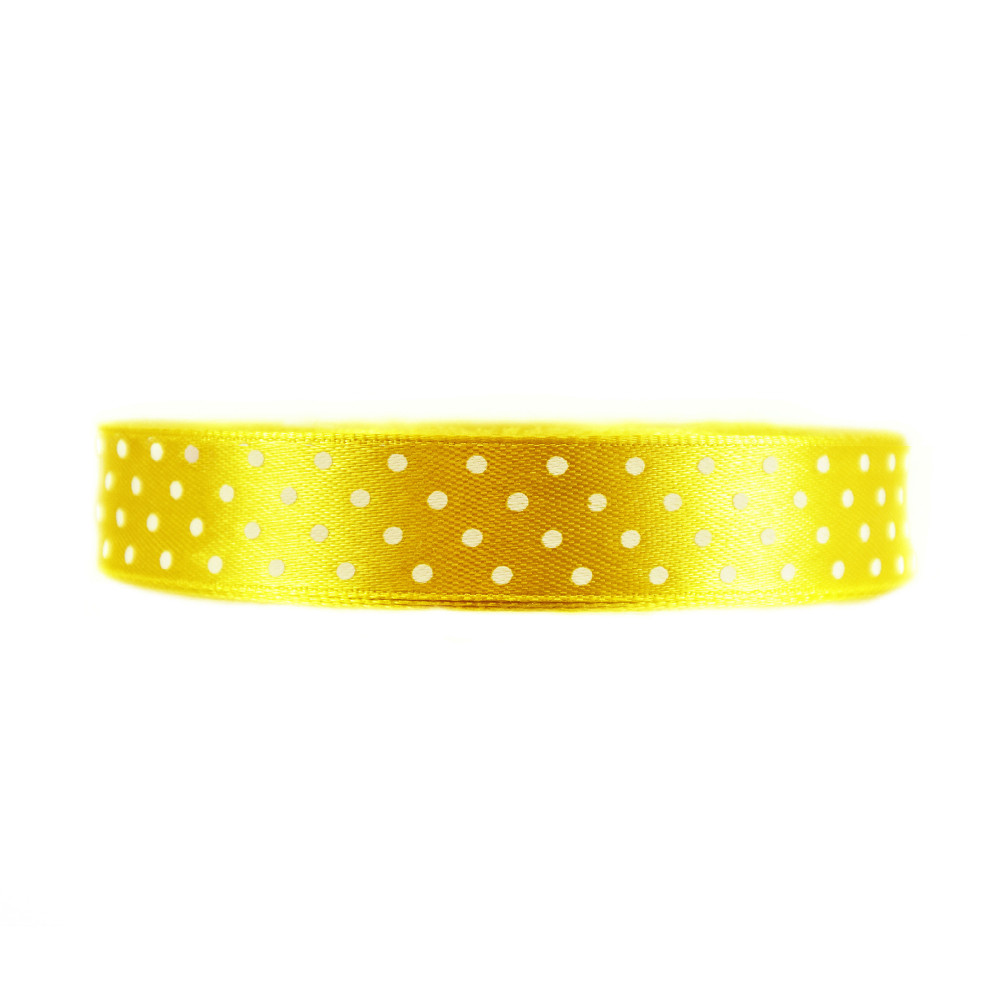 Polka Dot Ribbon - yellow, 12 mm x 22 m