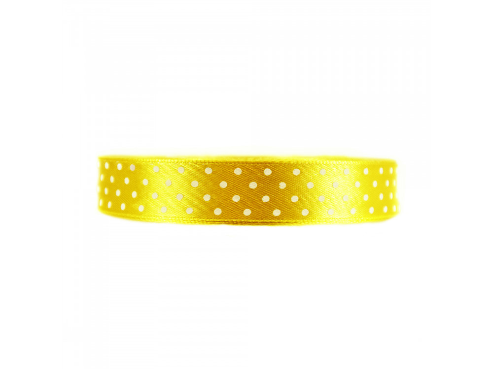 Polka Dot Ribbon - yellow, 12 mm x 22 m