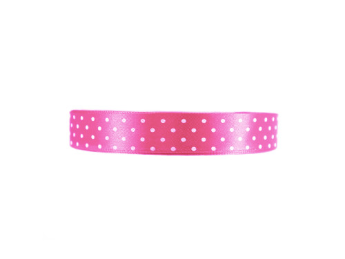 Polka Dot Ribbon - pink, 12 mm x 22 m