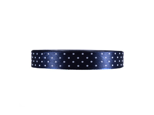 Polka Dot Ribbon - navy blue, 12 mm x 22 m
