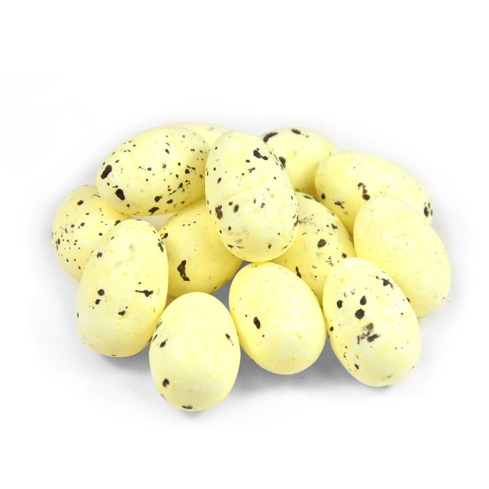 Polystyrene eggs spotted 18 x 25 mm 50 pcs. - Light Yellow