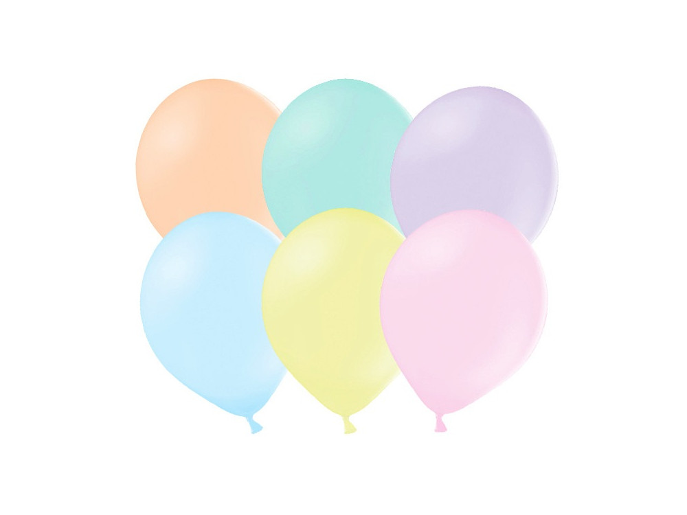 Strong balloons - pastel colors, 23 cm, 50 pcs.