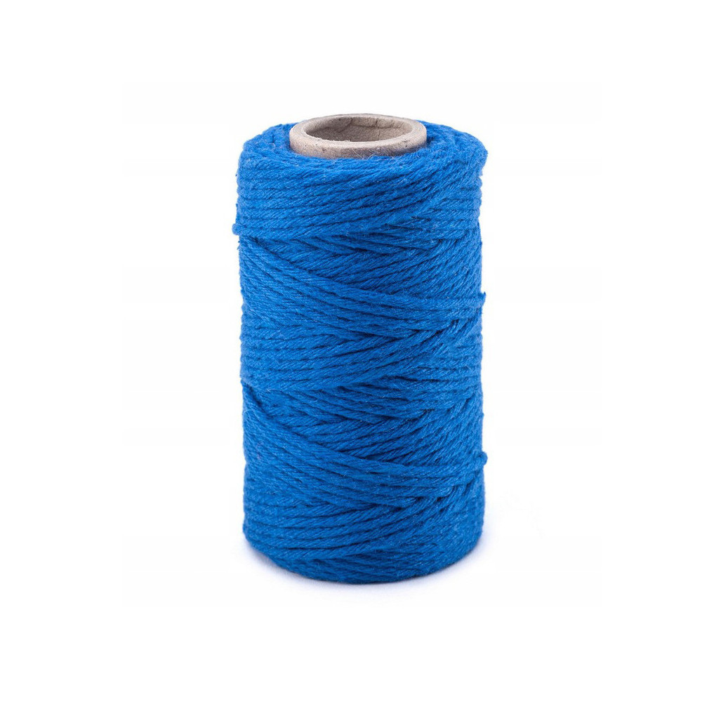 Sznurek bawełniany do makramy - niebieski, 2 mm, 100 g, 70 m