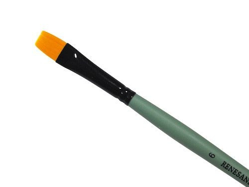 Flat, synthetic, 1006F series brush - Renesans - short handle, no. 6
