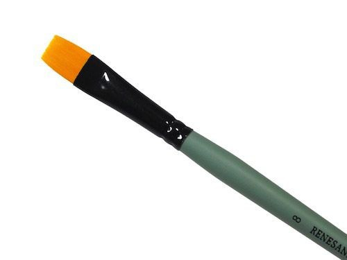 Flat, synthetic, 1006F series brush - Renesans - short handle, no. 8