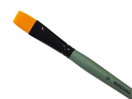 Flat, synthetic, 1006F series brush - Renesans - short handle, no. 12