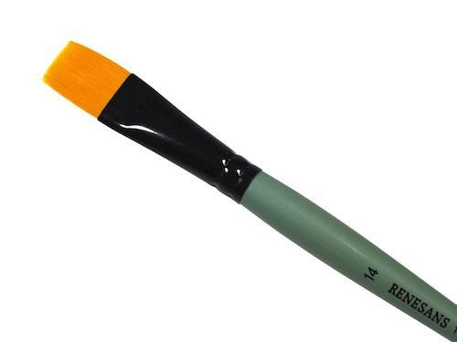 Flat, synthetic, 1006F series brush - Renesans - short handle, no. 14