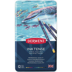 Inktense pencils set in metal tin - Derwent - 12 colors